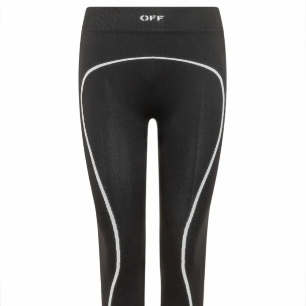 Off-White Black Seam-Trim Logo Leggings